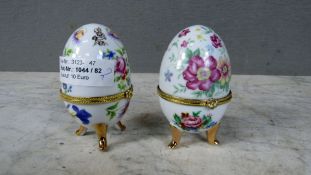 2 Deckeldosen Porzellan Eiform 9cm