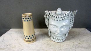 2 Teile Keramik asiatische Vase