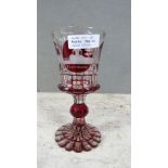 Pokalglas rot weiß div. Gebäude 19,5cm