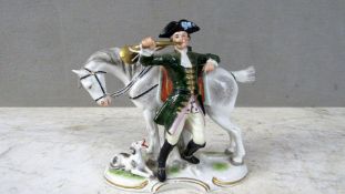 Porzellanfigur Waldhornblässer mit