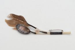 Brosche mit Feder, 835er Silber, 1960er Jahre