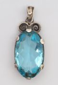 Anhänger mit aquamarinblauem Stein, Silber gepr., 1920er Jahre