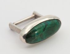 Cathrin Petzhold, Ring mit ovalem Malachit, Silber gepr. 