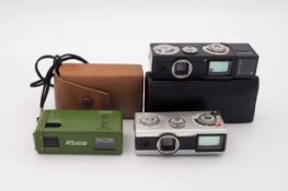 Konvolut 3 Kleinstbildkameras, u. a. Edixa 16 M, Edixa 16 MB, Kiew 303, 1960er Jahre/1990erJahre 