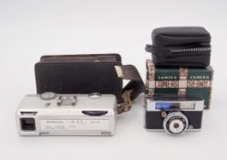 2 Kameras: Chiyoda Kogaku Seiko K.K., Minolta-16 EE (1962-1965) & Kohnan Camera Co., Homer 16, (195