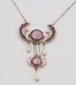 Collier in feinster Jugendstilmanier, 835er Silber