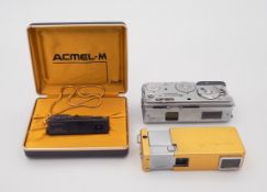 Konvolut 3 Kleinstbildkameras, u. a. Acmel-M, Minolta-16 II, Japan, 1960er/1980er Jahre