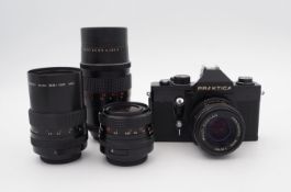 Praktica LTL 3, VEB Pentacon Dresden mit 4 Objektiven