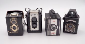 Konvolut 4 Boxkameras, u. a. Argoflex Seventy-five, Altissa Box, 1930er bis 1950er Jahre