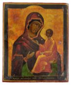 Gottesmutter von Tichwin, Ikone, Russland, 19. Jh., Holztafel, Tempera auf Kreidegrund, Hintergrund