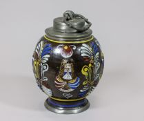 Creußener Schraubflashe (Kruke), Deutschland, wohl Bayern/Sachsen (Ansbach?), um 1700-1800. Steinze