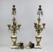 Paar Kerzenleuchter,eletrifiziert,  Frankreich, 19. Jhdt., Maße: Höhe 71 cm, altersgemäßer Zustand,