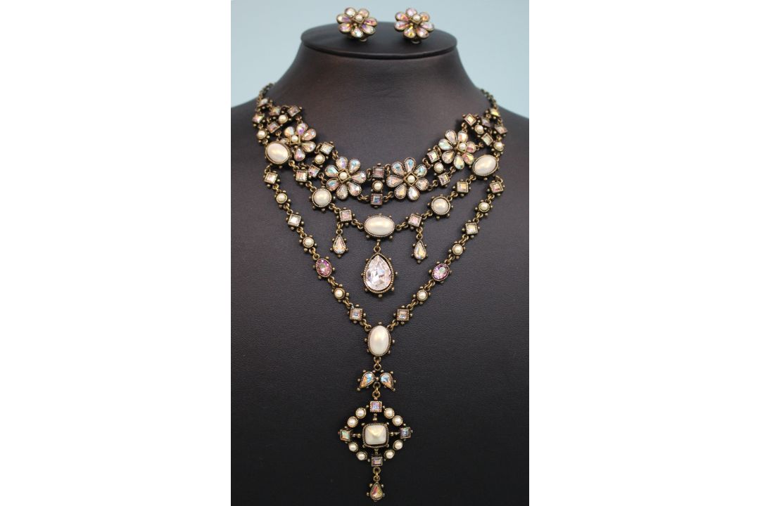 Original Poggi Paris Vintage Couture Neo - Barock Statement -Collier + Ohrclips - Bild 1 aus 2