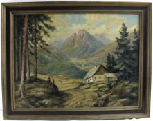 Wilhelm Dohmann (1876-1950) "Berglandschaft mit Hütte"