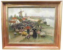 Klaus CLAUSMEYER (1887-1968)  Holländischer Blumenmarkt,