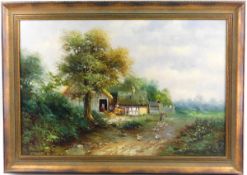 Hamid MEHRNIA (Iran 1942) Gänsemagd vor Bauernkate