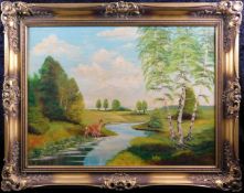Th. Cornelius "Rehe am Bachlauf"