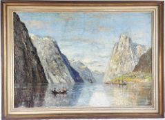 Josef Dederichs (1873-1958) 'Fjordlandschaft mit Booten'