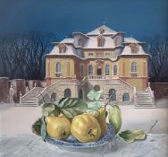 Wolfgang Lenz. Bowl with quinces in front of the snow