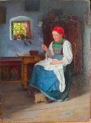 Theoder Schmidt, Sewing girl at the window.