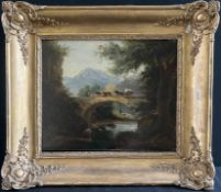 Italian landscape with bridge.