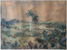Aquarell mit Palmen