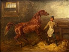 Adolf VAN DER VENNE. Im Pferdestall