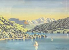 MAYER-SALZBURG, Segelschiffe auf dem Genfer See