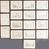 Collection of Italian cityscapes, ink drawings