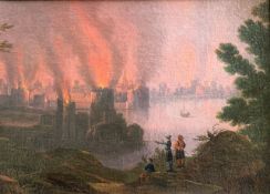 Unknown Dutch artist, 18th/19th century, City on fire