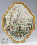 Porzellan Wandplatte, Marke Lille 1767, Frankreich. 19./20. Jahrhundert