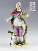 Kavalier mit Hund. Blaue Marke Carl Thieme DRESDEN. 20. Jahrhundert.
