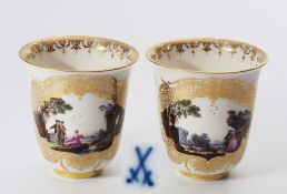 Bechertassen "Karl und Elsa", MEISSEN, 1. Wahl, 19. Jahrhundert.