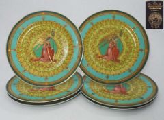 VERSACE für Rosenthal, Weihnachtsteller aus dem Jahr 1995. Motiv "Engel Gabriel", 6er Satz.