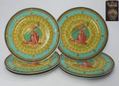 VERSACE für Rosenthal, Weihnachtsteller aus dem Jahr 1995. Motiv "Engel Gabriel", 6er Satz.