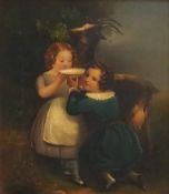 Zwei Kinder mit einer Ziege, die drei Freunde, 19. Jahrhundert.
