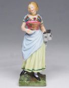 Seltene Figur "Münchner Kellnerin", NYMPHENBURG vor 1850. Modell Eugen Napoleon Neureuther ( 1806 Mü