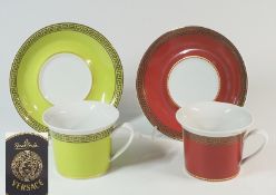 VERSACE für Rosenthal. Zwei Cappuccinotassen mit Untertassen.