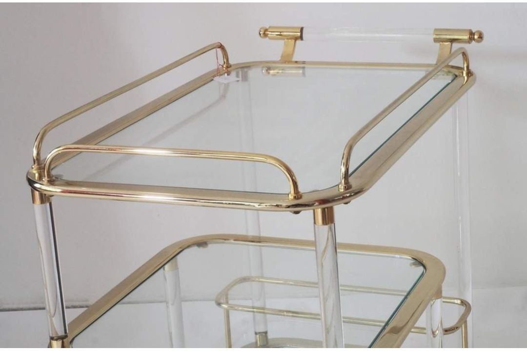 Rollender Servierwagen aus Messing und Glas. Vintage, Italien. - Bild 4 aus 5