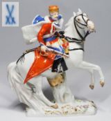 Figurengruppe "Husar zu Pferde". MEISSEN, 1. Wahl, Jahreszeichen 1991.