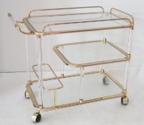 Rollender Servierwagen aus Messing und Glas. Vintage, Italien.