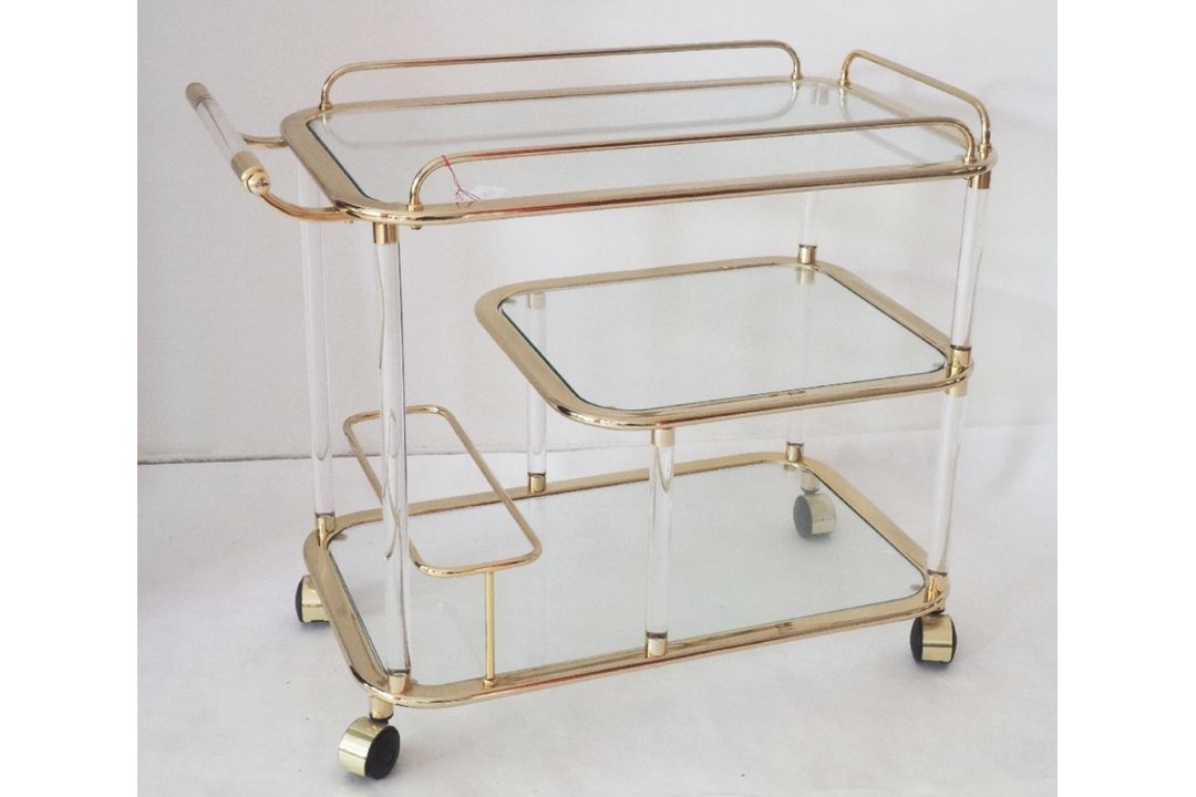 Rollender Servierwagen aus Messing und Glas. Vintage, Italien. - Bild 1 aus 5