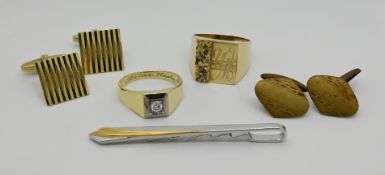 1 Herrenring GG 14ct. mit Solitärbrillant ca. 0,22ct.,
