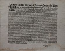 1 Urkunde der Stadt Nürnberg dat. 1720 „Hochedler Hochweiser Rat Stadt Nürnberg …“