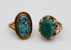 2 Ringe je ungest./undeutl. gest./je wohl GG 14ct. 