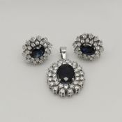1 Set: Ohrringe und Anhänger je WG 14ct.