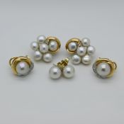3 Paare Perlohrschmuck je GG 14ct.
