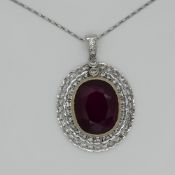 1 Kette mit Anhänger je WG 18ct. (Öse WG 14ct.)