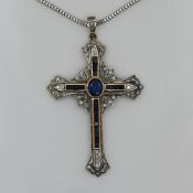 1 Kette WG 18ct. mit Anhänger "Kreuz" GG/WG 18ct.