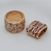 1 Set: Ring und Patentverschluss je Roségold 18ct.